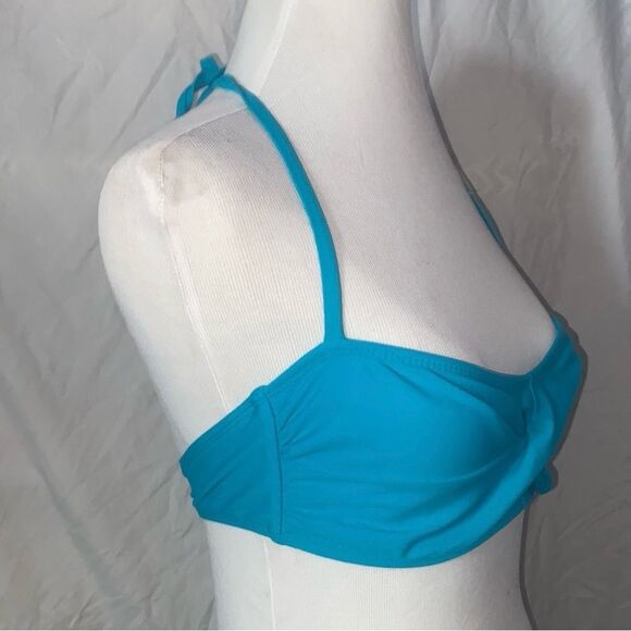 Retro, Turquoise, Pin-Up Style, Balconette, Twist Front, Bikini Top - Picture 4 of 14